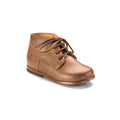 Taupe leather high shoe for toddlers with lace closure