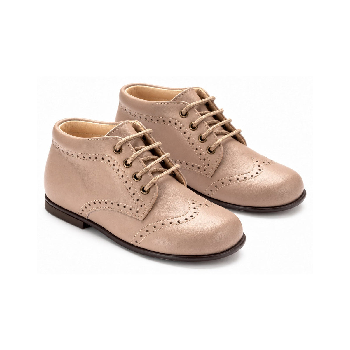 Taupe Soft Leather Lace for Toddler by Beberlis