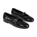 Black Crinckled Patent Teens Dressy Strap Shoe