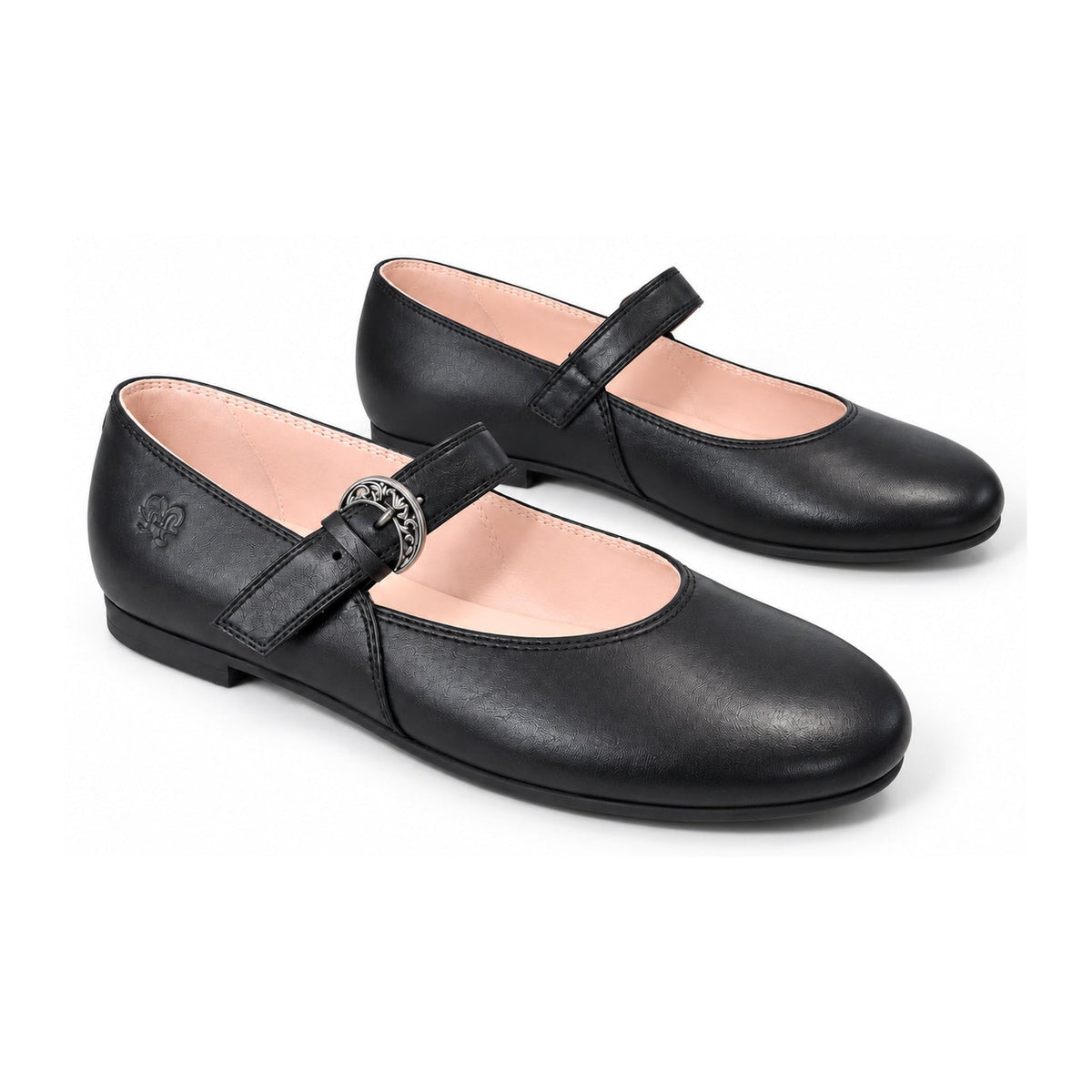 Black Leather Girls Dressy Mary Jane