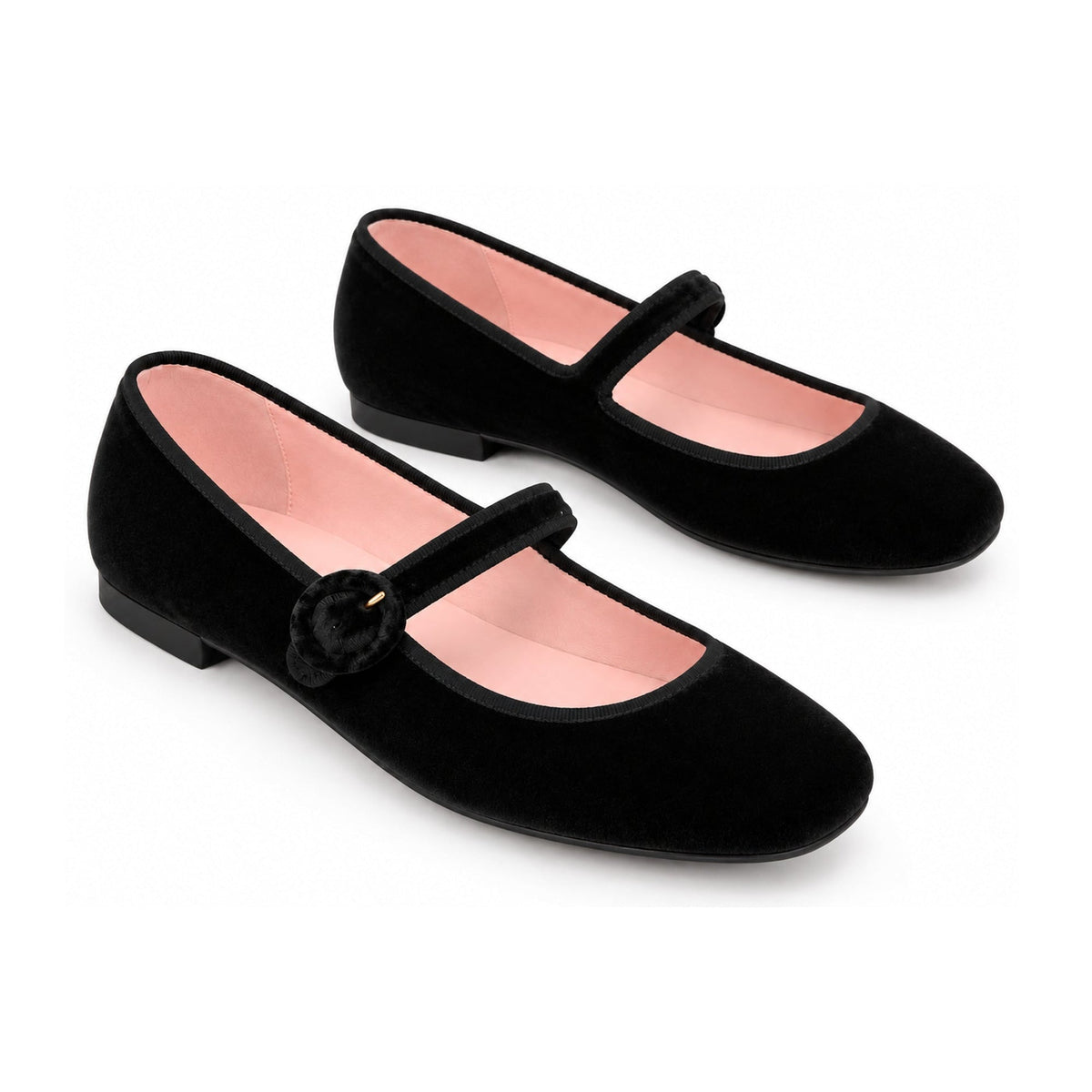 Black Velvet Teens Mary Jane Flats