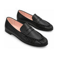 Black Leather Ladies Loafers Heel